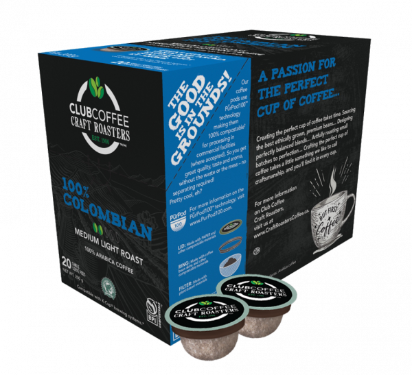 club coffee craft roasters colombian single serve coffee pods